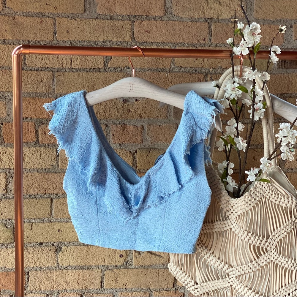 Zara tweed blue crop top XS - Picture 2 of 8